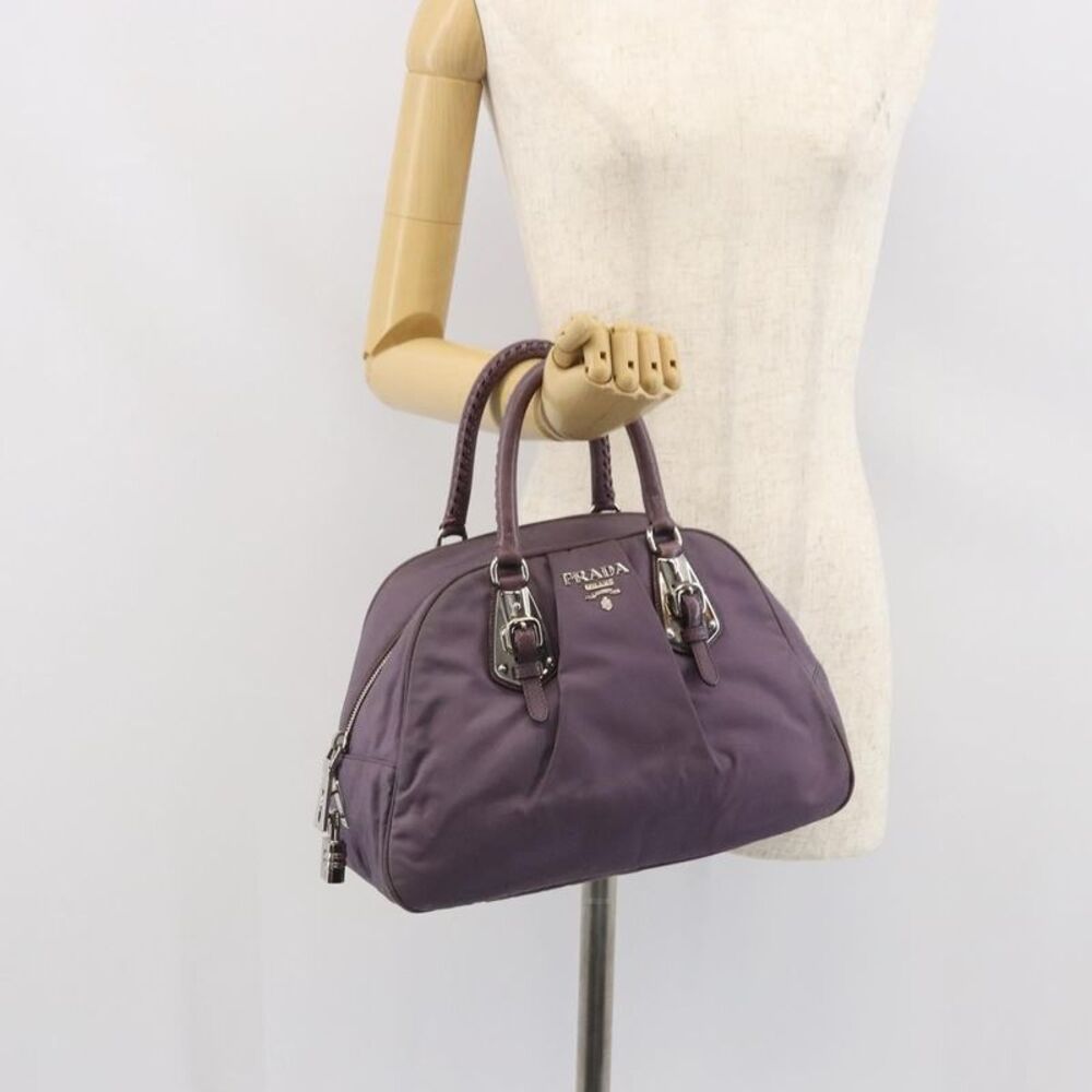 Prada Buckle Dome Satchel Tessuto Purple Nylon Handbag - Picture 14 of 16
